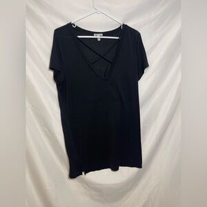 PINK Victoria's Secret Black Crisscross V-Neck Tee